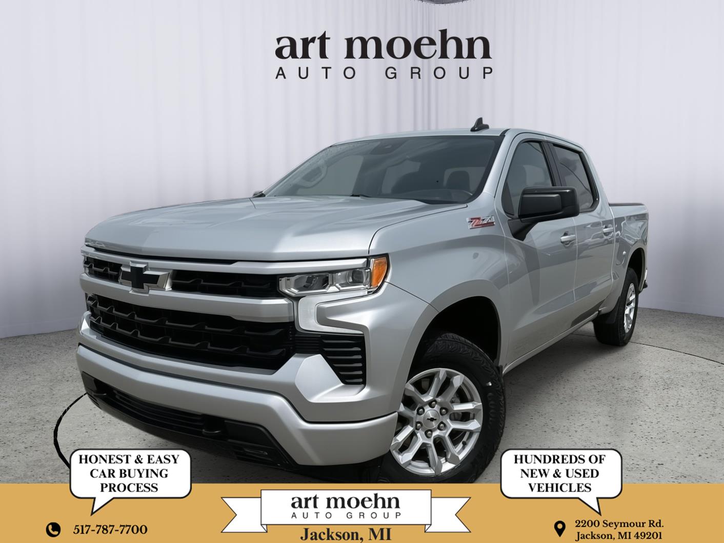 Silver Ice Metallic 2022 Chevrolet Silverado 1500 Pickup Truck Four-Wheel Drive Automatic