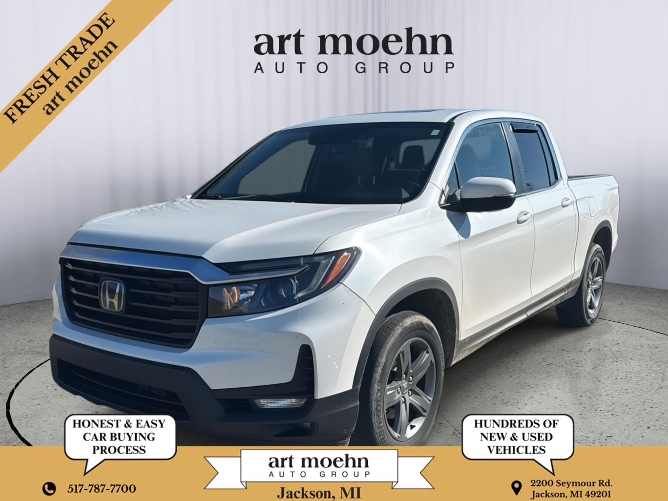 Platinum White Pearl 2022 Honda Ridgeline RTL AWD Pickup Truck All-Wheel Drive Automatic