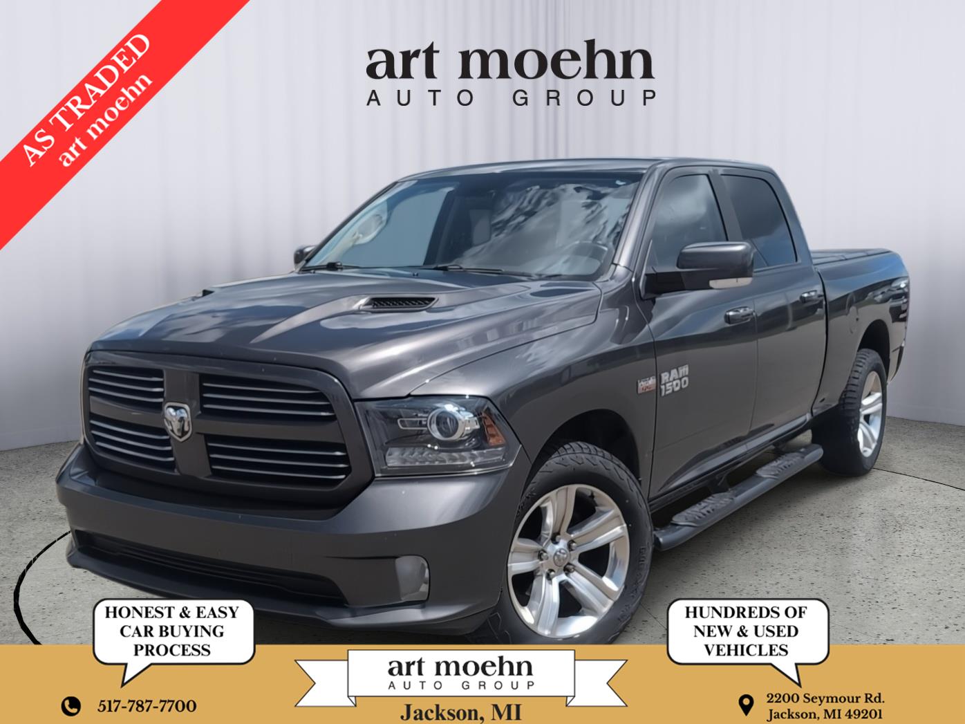 Gray (Granite Crystal Metallic Clearcoat) 2016 RAM 1500 Pickup Truck Four-Wheel Drive 8-Speed Automatic