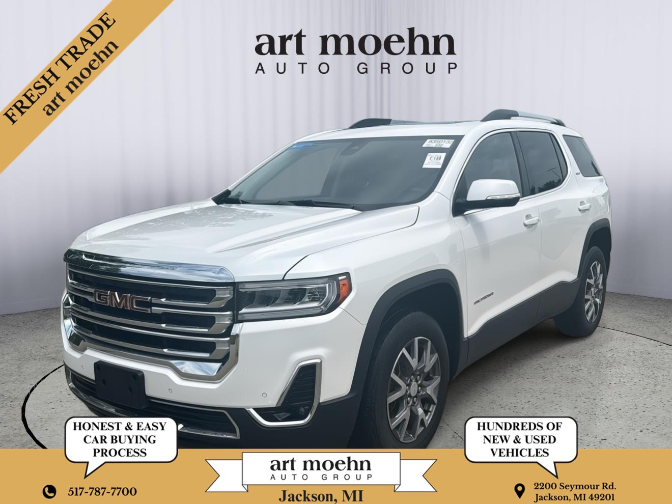 White Frost Tricoat 2023 GMC Acadia SUV / Crossover Four-Wheel Drive 9-Speed Automatic