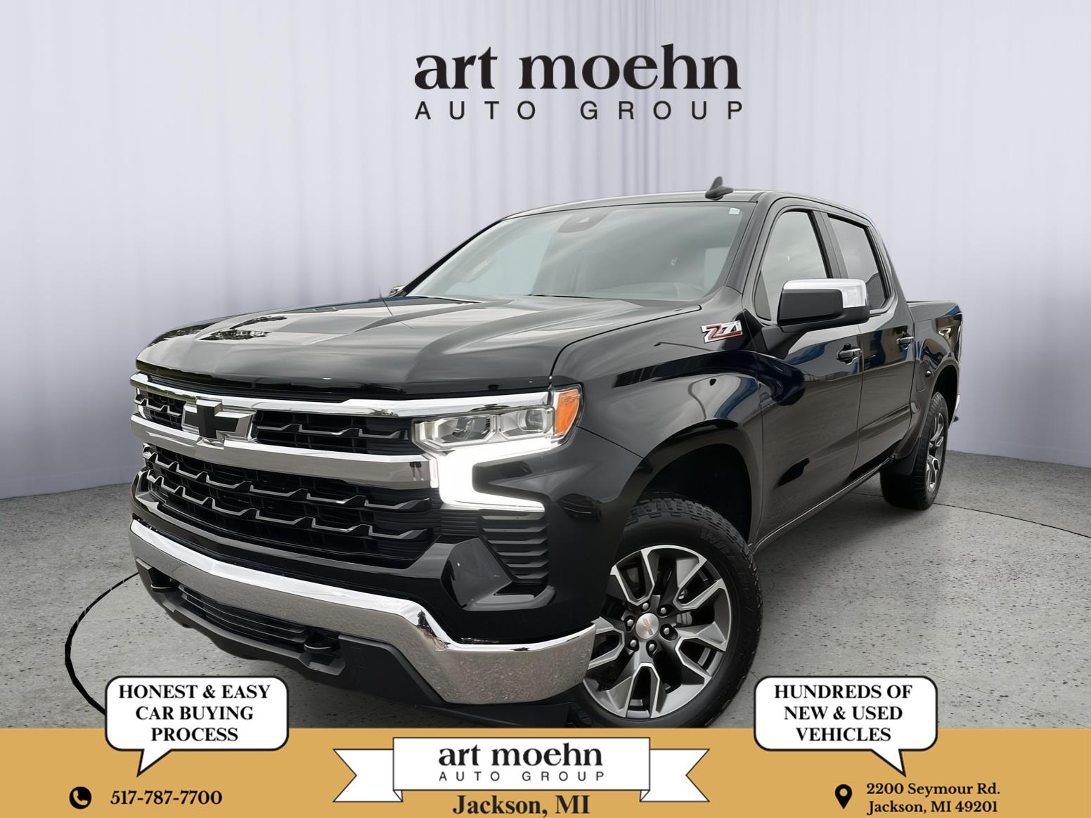 Black 2023 Chevrolet Silverado 1500 Pickup Truck Four-Wheel Drive Automatic