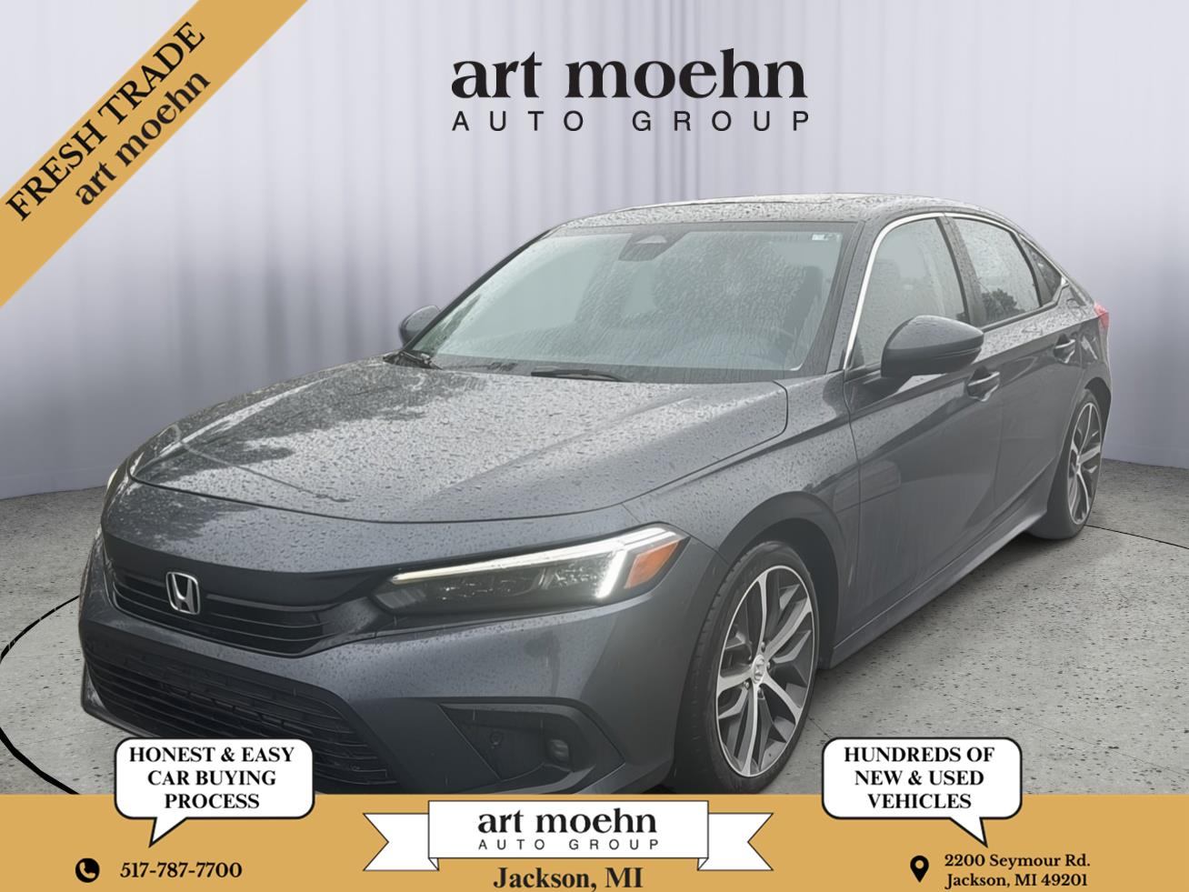 Meteorite Gray Metallic 2023 Honda Civic Sedan Front-Wheel Drive Continuously Variable Transmission