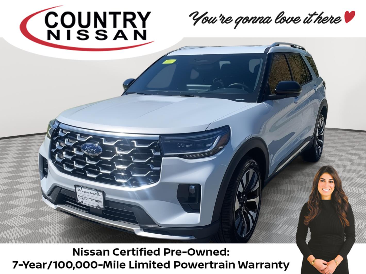 Space White 2025 Ford Explorer Platinum AWD SUV / Crossover All-Wheel Drive Automatic