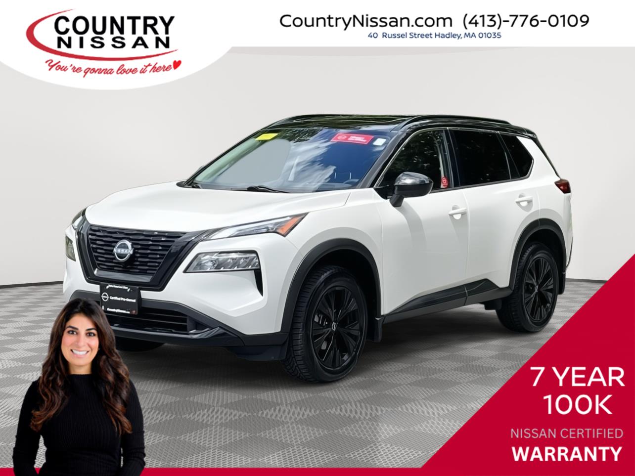 Pearl White Tricoat/Super Black 2023 Nissan Rogue SUV / Crossover All-Wheel Drive Continuously Variable Transmission