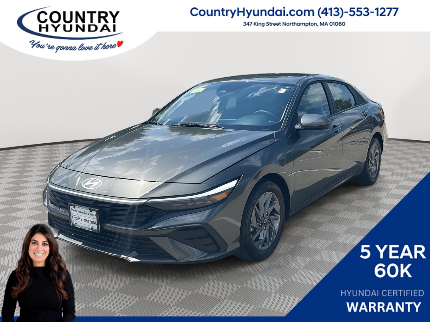Amazon Gray 2024 Hyundai Elantra Sedan Front-Wheel Drive Continuously Variable Transmission