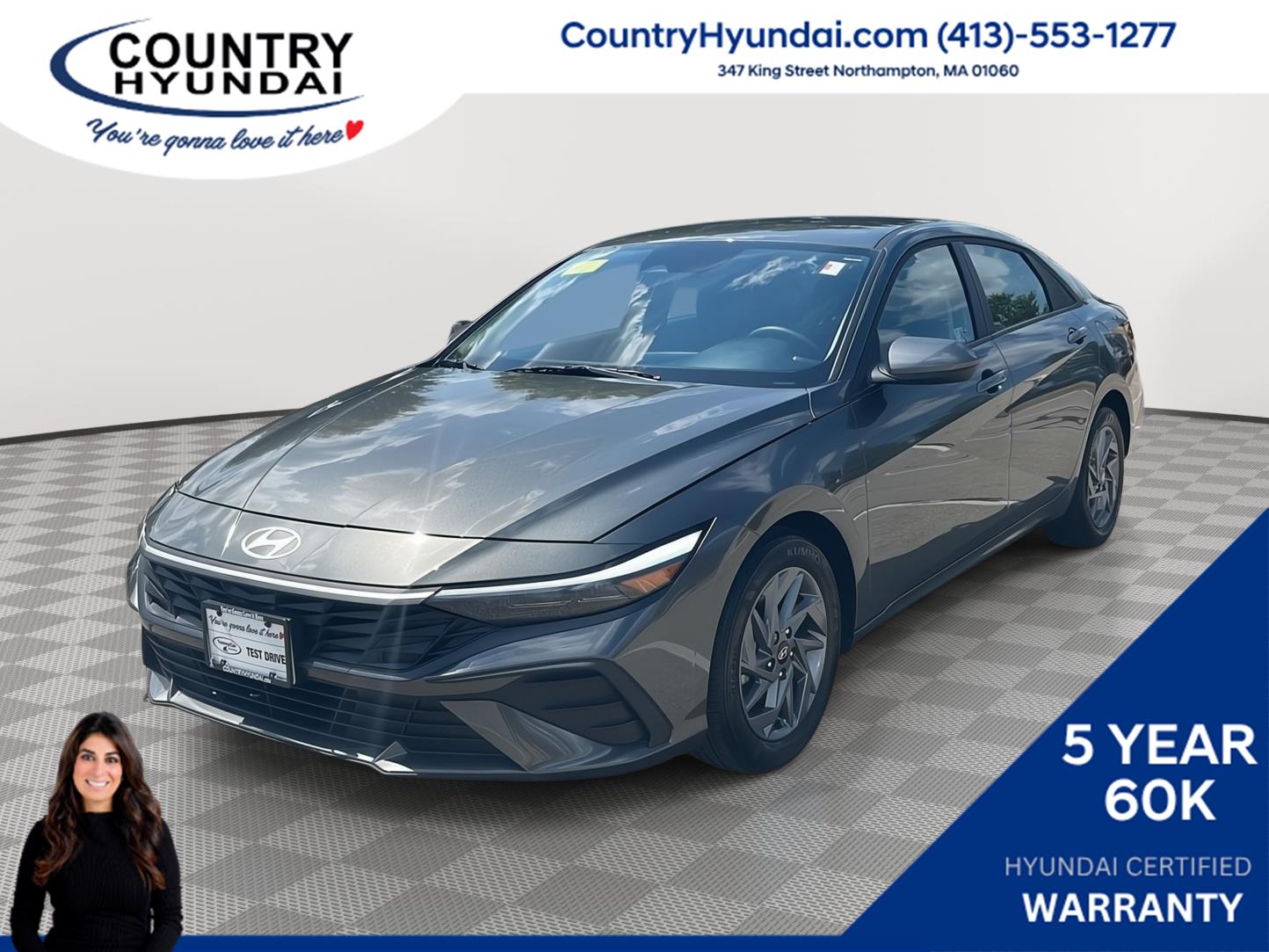 Amazon Gray 2024 Hyundai Elantra Sedan Front-Wheel Drive Continuously Variable Transmission